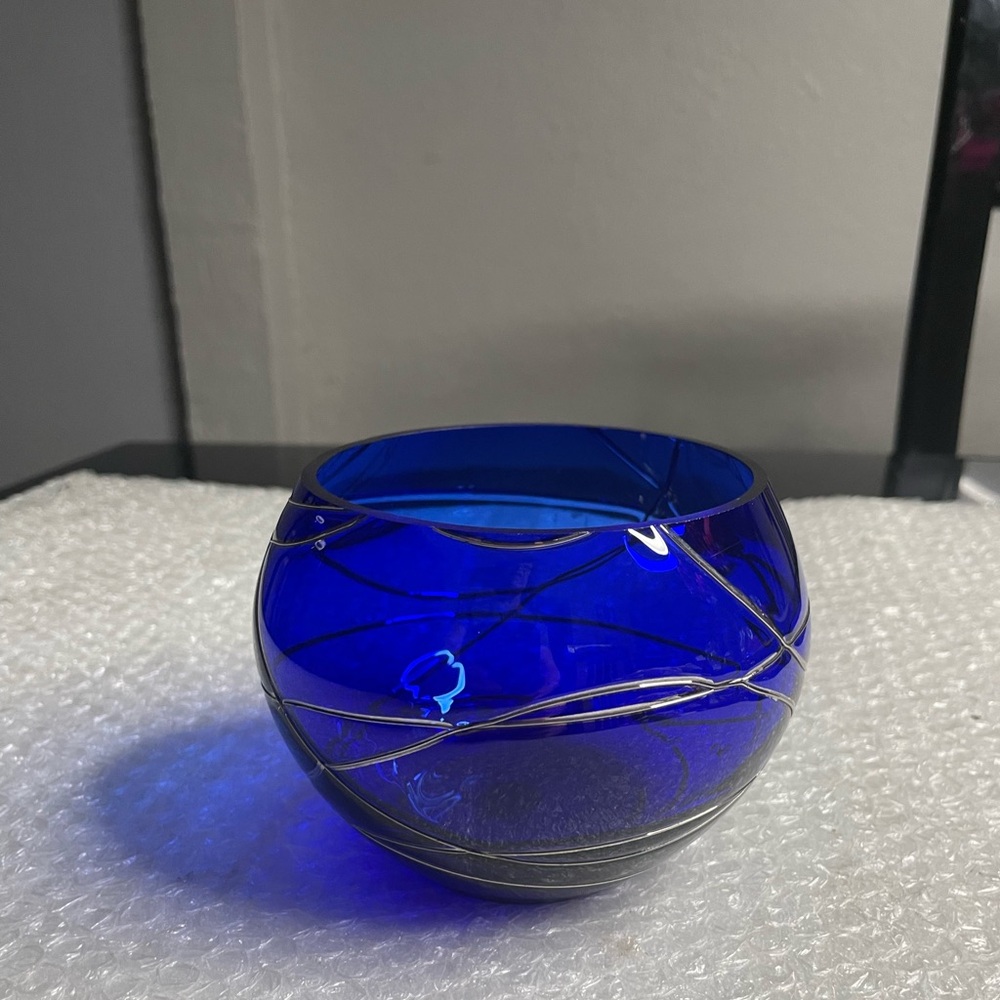 Partylite Cobalt Blue with Silver  Votive Tealight  Holder